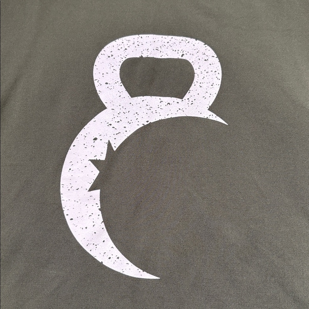 Zyia Active Tank Top Green Moon Kettlebell Graphic Muscle Tee Workout Shirt - Picture 4 of 4